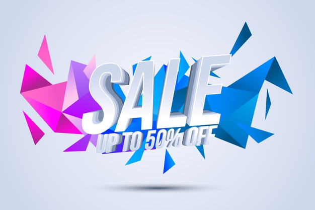 Colorful 3d sales background Free Vector