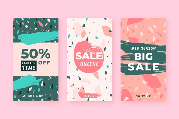Sale instagram stories collection in hand drawn Free Vector