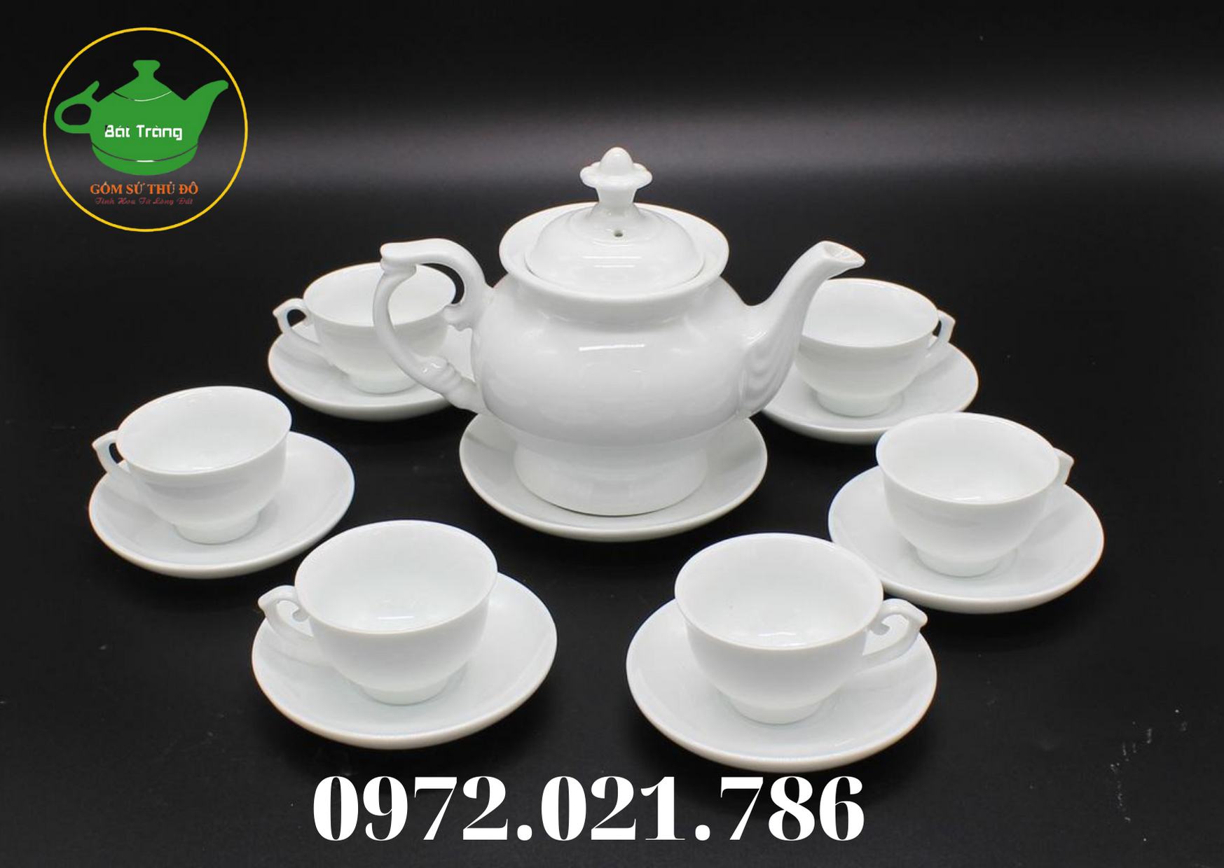 Bộ ấm chén Bát Tràng trơn làm quà tặng hội nghị, doanh nghiệp và công nhân viên