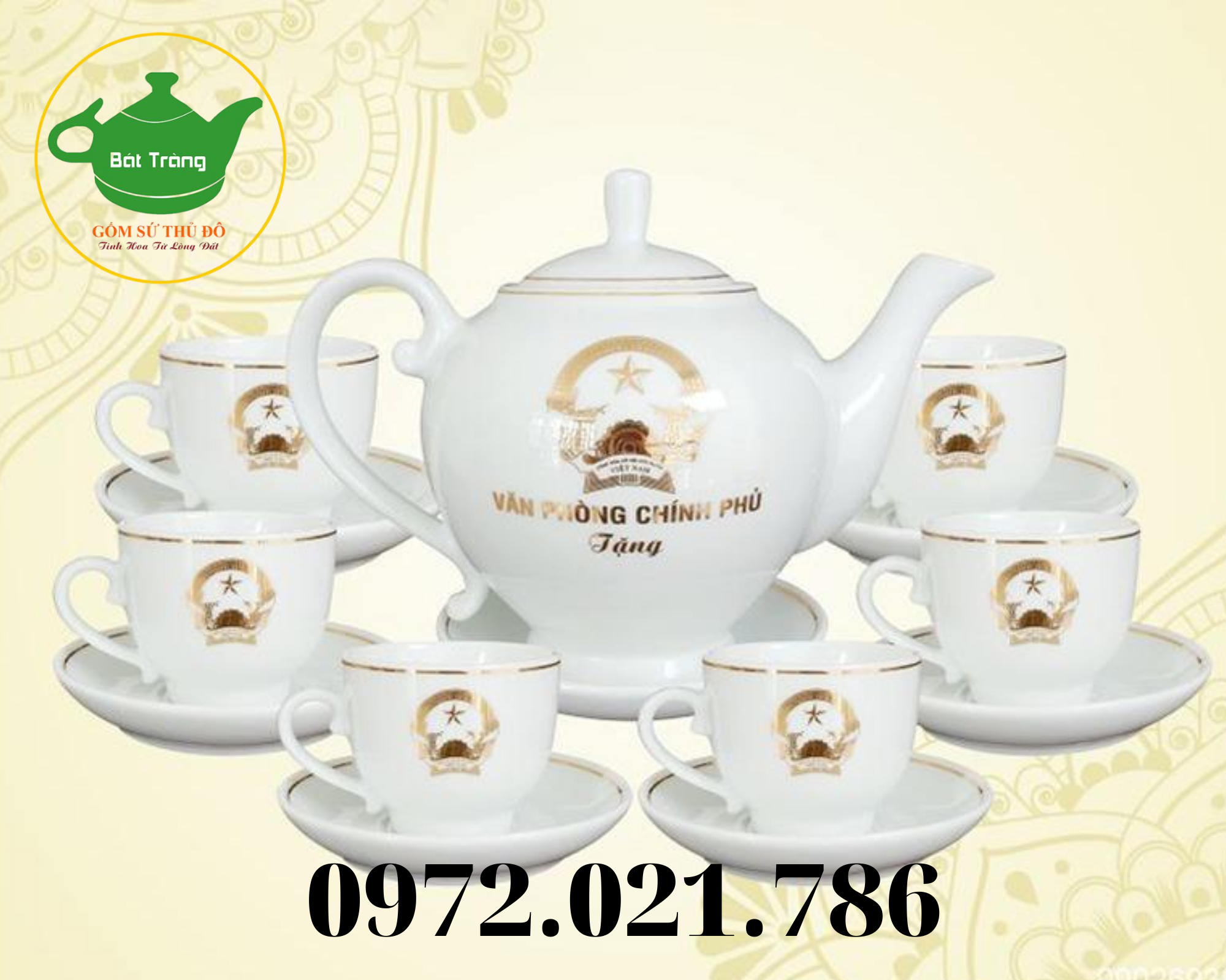 Mẫu Bộ ấm chén Bát Tràng văn phòng chính phủ Mẫu Bộ ấm chén Bát Tràng văn phòng chính phủ