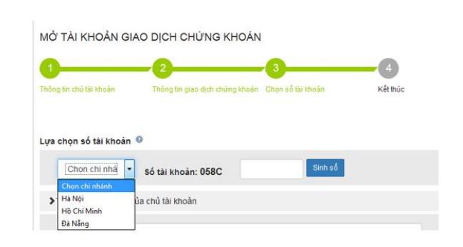 Chọn số tài khoản giao dịch chứng khoán